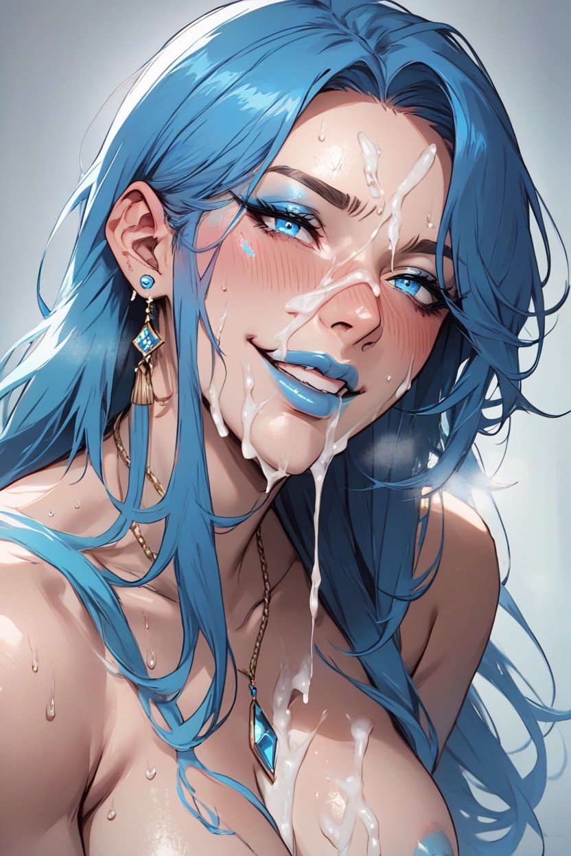 Big Tits, Blue Secretions, Gelatinous Blue NipplesPorno AI