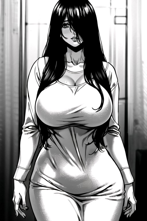 Black & White Manga, 50+, Luz Dura Travesti IA Pornô