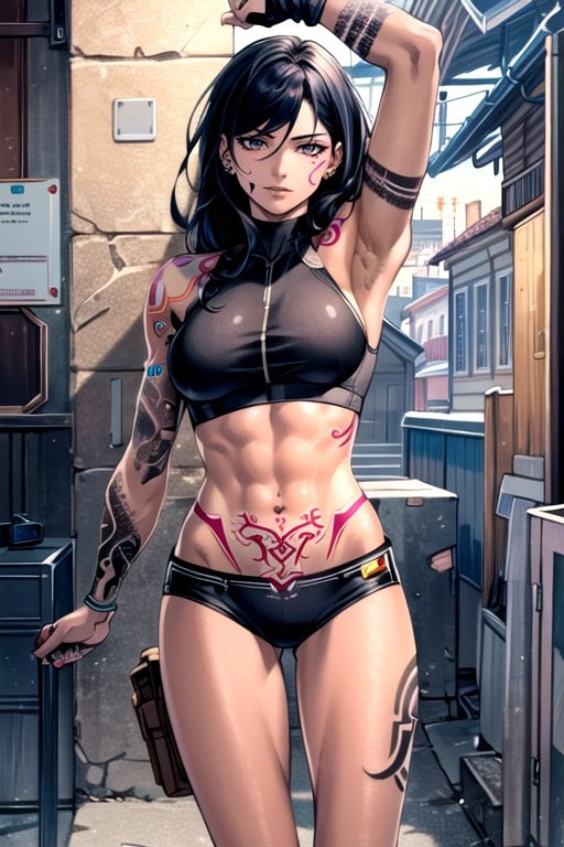 Crop Top, Comic, Muscular AI Porn