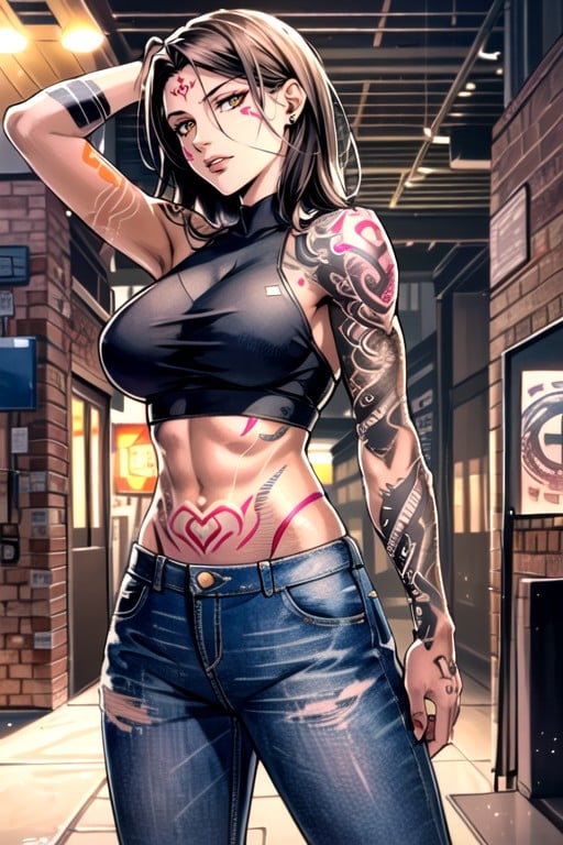 Tatuagem, Jeans, Comic Pornografia de IA