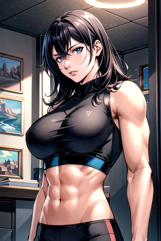 Crop Top, Comic, Muscular AI Porn