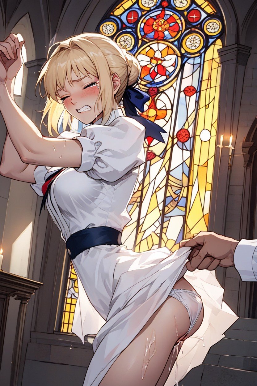 Église, Tir À La Taille, Coucher De SoleilPorno IA Hentai