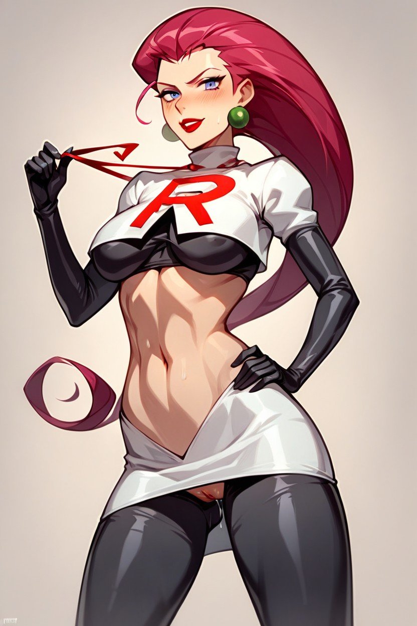 Fully Clothed, Jessie From Team Rocket In Her White Team Rocket Outfit AI Porn