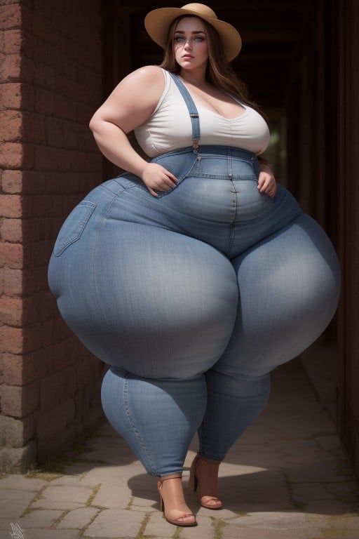 Hips Too Fat To Do Anything, Standing, Obese Pornografia de IA