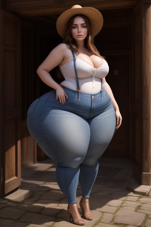 Jeans, Extremely Large Ass, Standing AI Porn