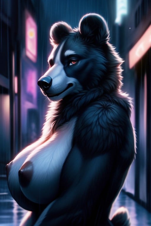 Bear, Model, Cyberpunk City Furry AI Porn