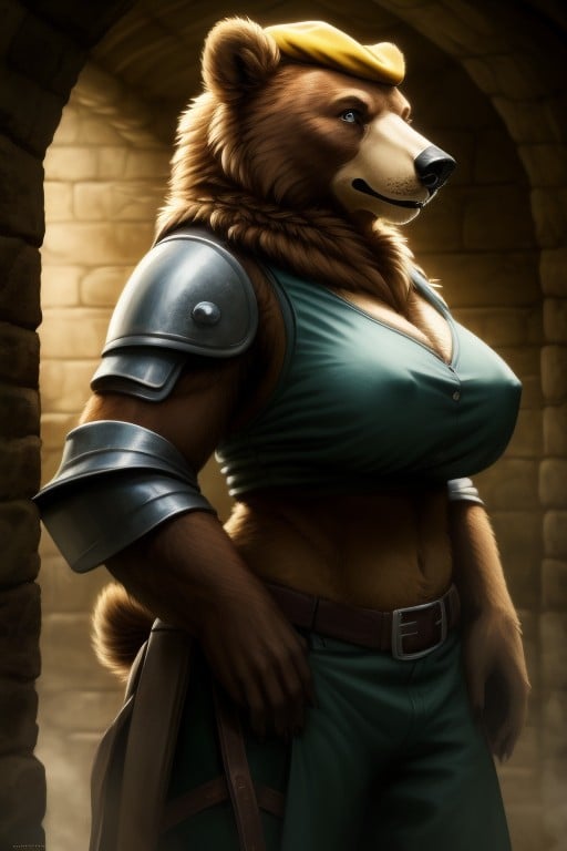 Massive Breast, Bear, Beret Furry AI Porn