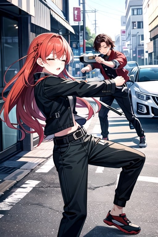 Baggy Pants, Vaguely, Dynamic Fighting Stance Hentai IA pornografia