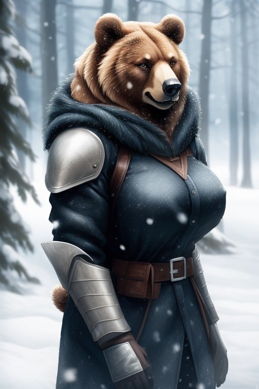 Massive Breast, Bear, Snow Furry AI Porn