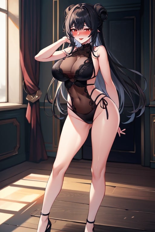 Slender Woman With Long Black Hair, フルボディ, Yor Briar From Spy X Family Is A TallAIポルノ