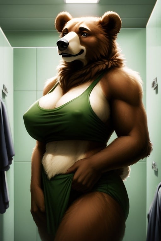 Bear, Changing Room, Massive Breast Furry AI Porn