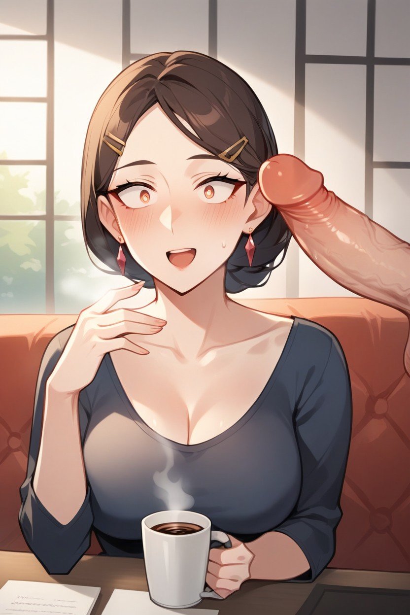 Extra Blush Lines Woman, Cock Awe, Simple Earrings WomanAIポルノ