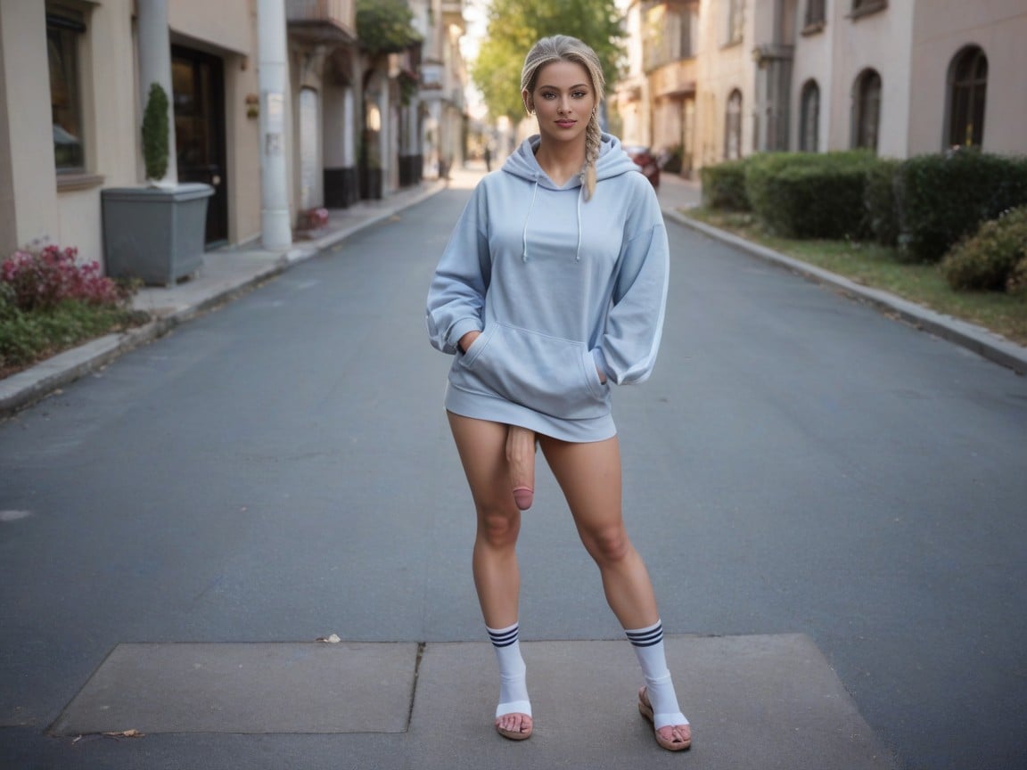 Sunny Day Sidewalk, Socks And Sandals, Gorgeous BabeAIポルノ