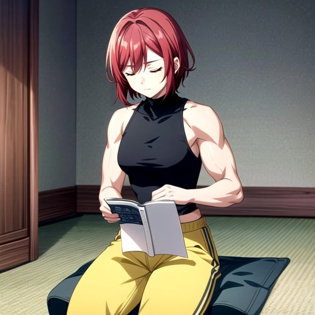 Athletic Build, Sitting Down, Loveable Exchange Reading Demanding Academic Literature AI Porn