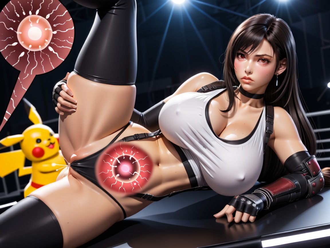 Waist Shot, Showing Middlefinger To Pikachu, Tifa Taller As Pikachu Hentai AI Porn