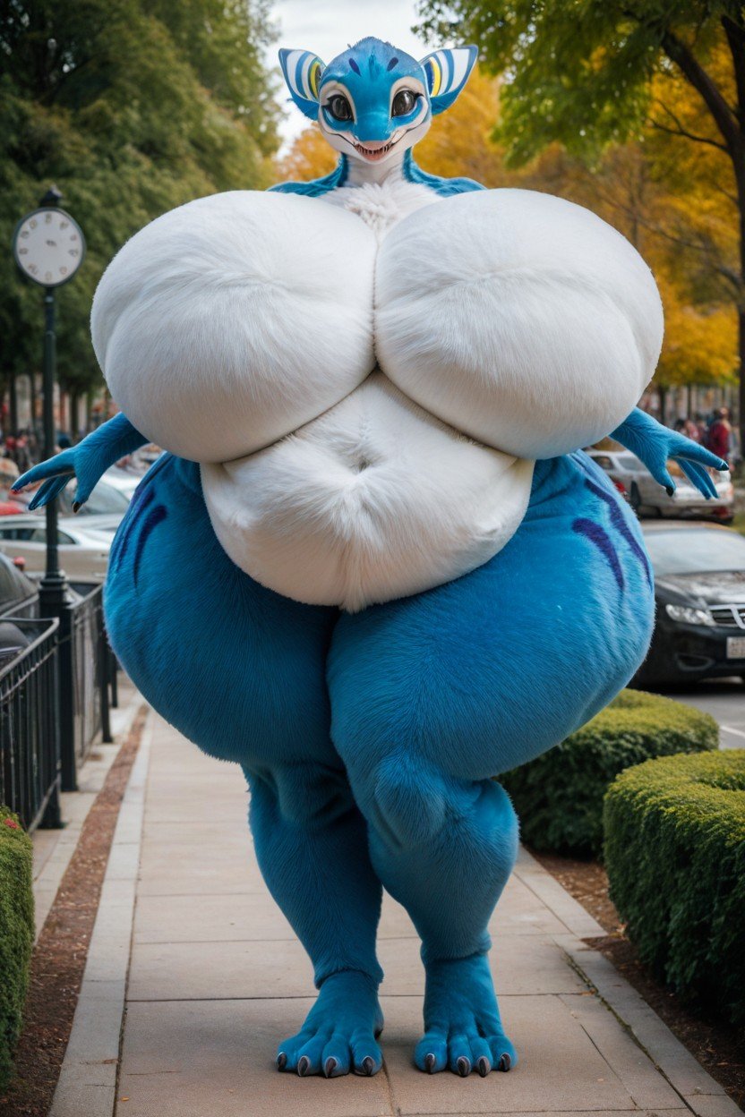 Standing View, Huge Massive Hips, Fursuit Pornografia de IA