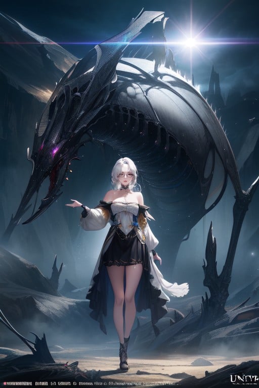 Off-shoulder, White Hair, Alien Planet AI Porn