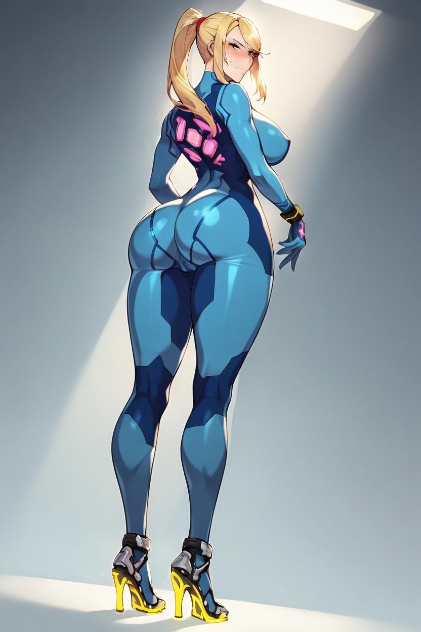 Zero Suit Heels, Flluy Clothed, Looking BackAI 포르노