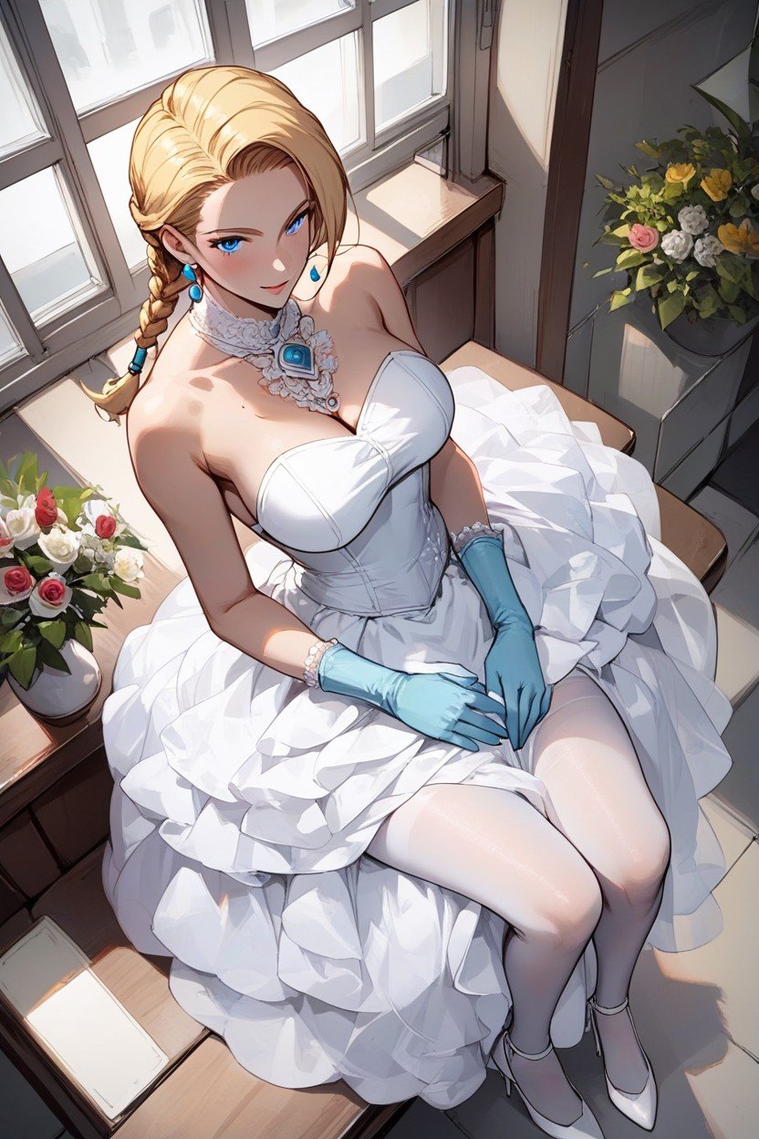 視聴者を見つめる, にっこり笑う, Gorgeous Wedding DressesAIポルノ