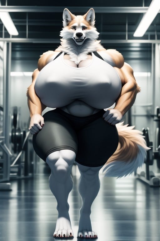 Worried, Extremely Large Ass, Muscle Growth Furry AI Porn