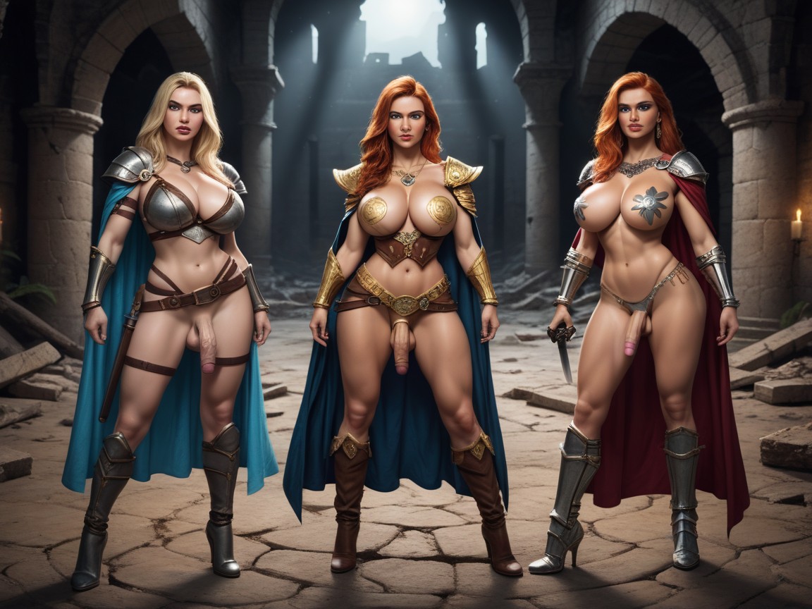 Wielding A Magical Sword, Blonde, Stalwart Shemale AI Porn