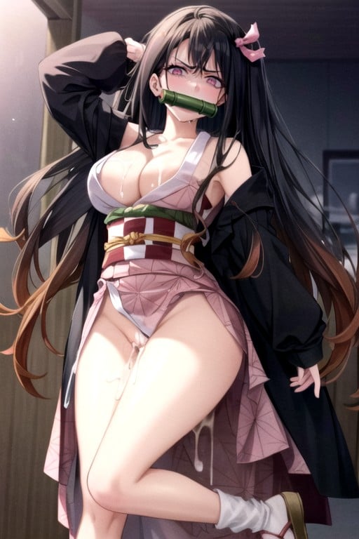 Disgusted, Nezuko (demon Slayer), Small Breast AI Porn