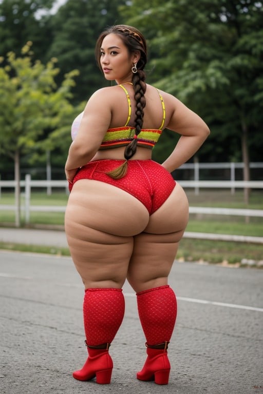 Thai, Wrestler, Rear View AI Porn