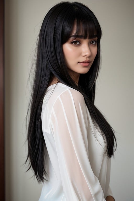 Malaysian, Bangs, Long Length AI Porn