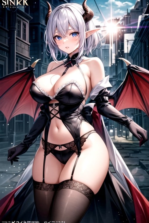 Lovely Face, Wingssuccubus-like, Thigh High Socks AI Porn