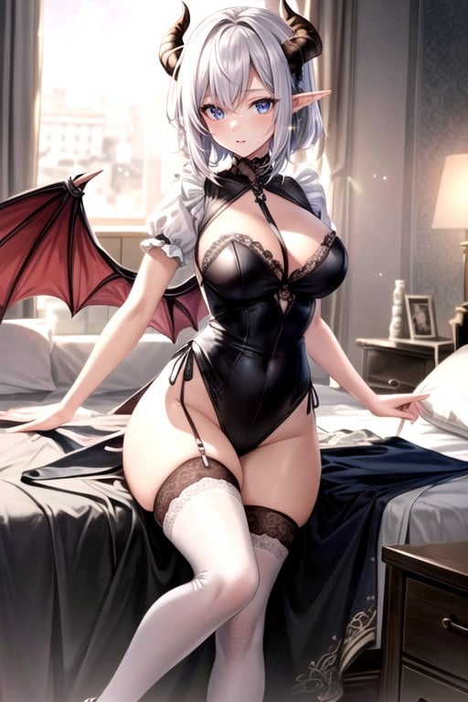 Pretty, Quarto, Half Succubus 's Physical Description Elegant Like An Elf Pornografia de IA