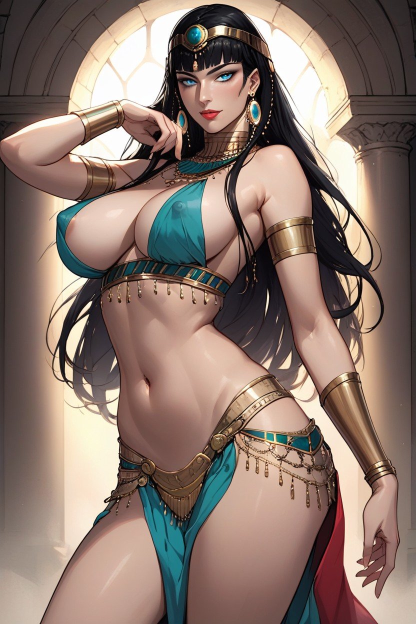 Large Breasts, Blue Eyes, Clothing Design With Cleopatra FeaturesPorno AI