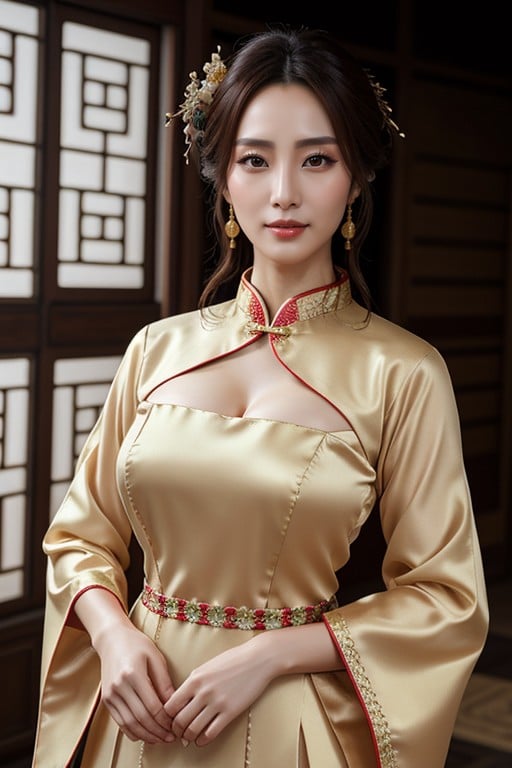 Italiana, Hanfu Chinês, Peito Grande Pornografia de IA