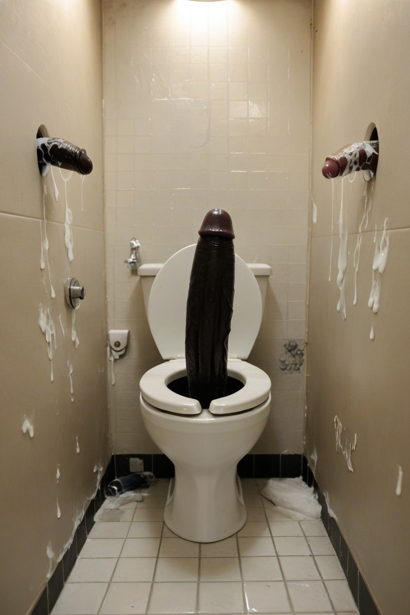 Slime On The Wall, A Huge Black Dick Coming From The Inside Toilet Water, Dick In ToiletzAI獸人黃片