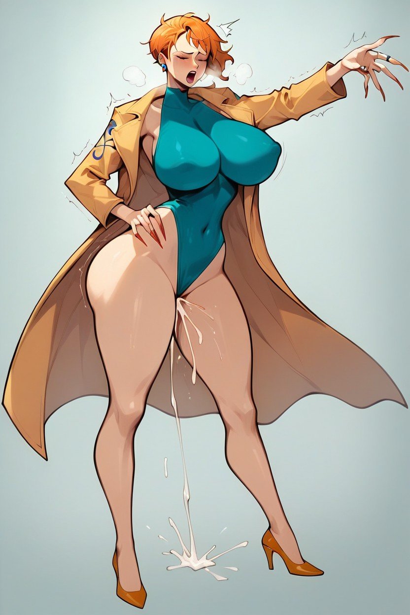 Full Body, Nami On One Piece, Trench Coat AI Porn