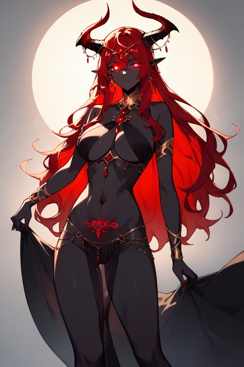 Red Eyes, Horns, Red Hair AI Porn