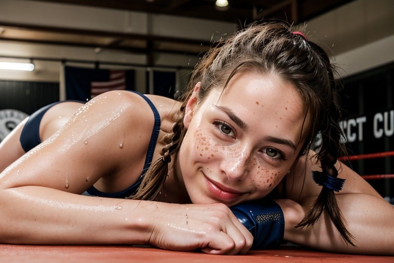 Smug Expression, Wrestling Ring, Freckles AI Porn