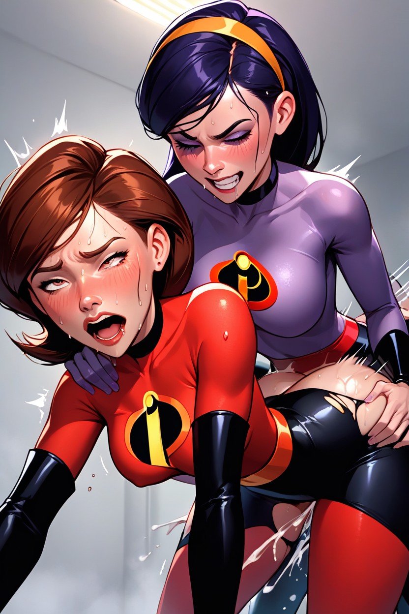 Doggy Position, Vêtements Déchirés, Helen Parr Massive AssPorno IA Hentai