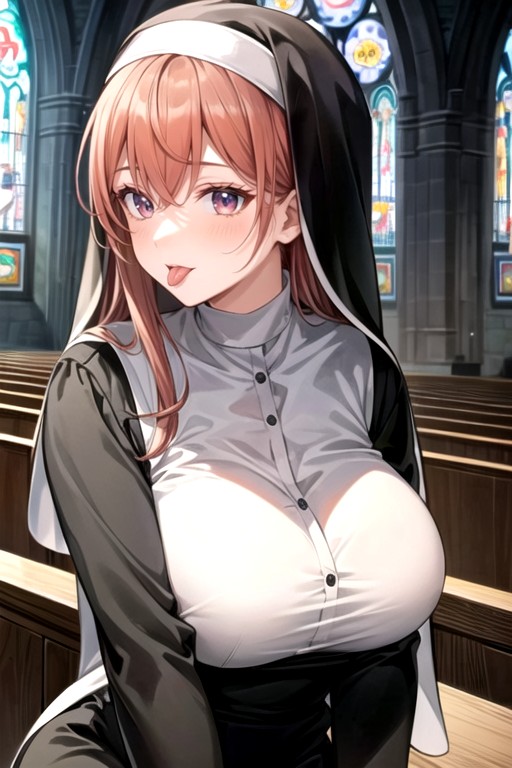 Nun, Sunset, Tongue Out AI Porn