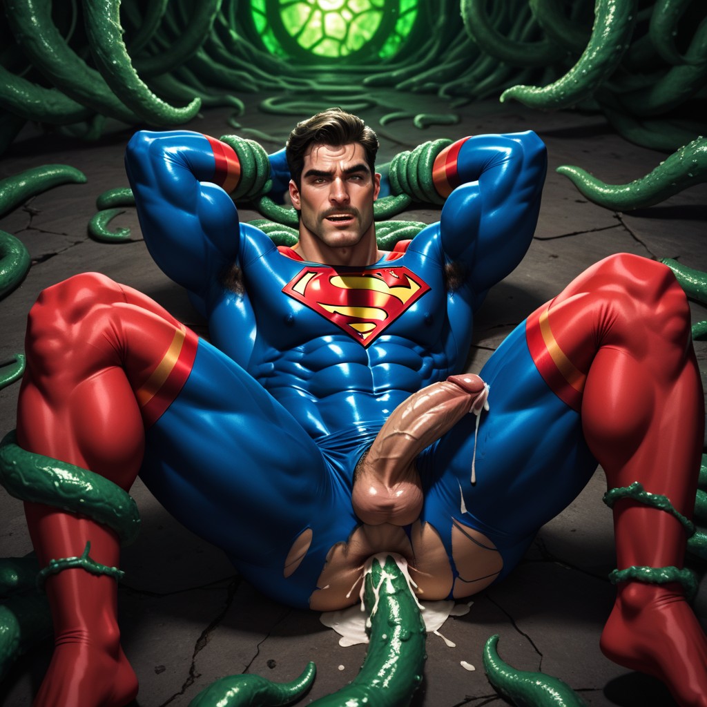 Superman Costume Torn All Over, Hairy Chest, Tumbada Porno gay IA