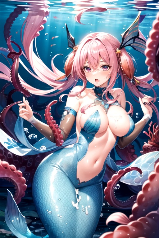 Mermaid Woman, Covered In Semen, Cum Explosion Hentai AI Porn