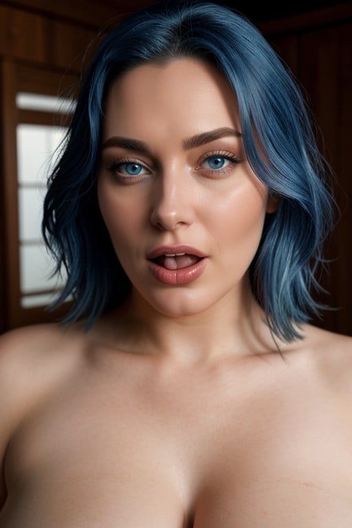 Cabelo Azul, Olhos Azuis, 20s Pornografia peluda com IA