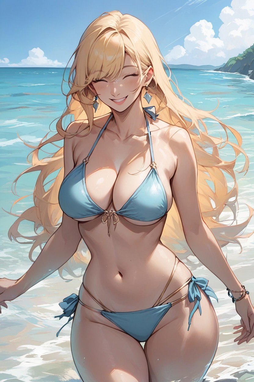 Playing In Water, Small Breast, Happy Smile AI Porn