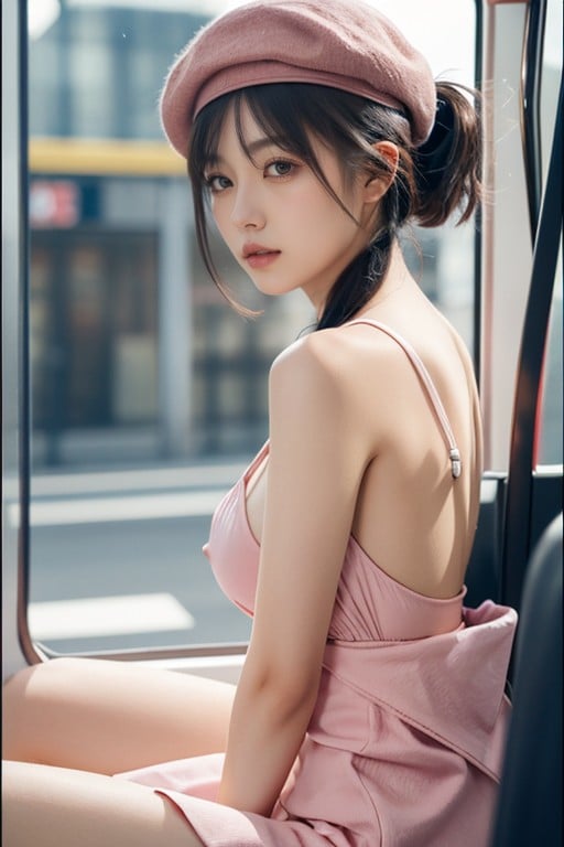 Can See Pussy, Low Ponytail, ModelAI 포르노