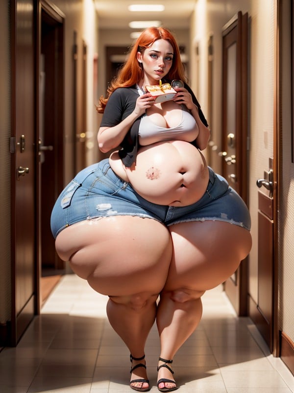 Massive Hyper Fat Belly, Corpo Todo, Weight Gain Pornografia de IA