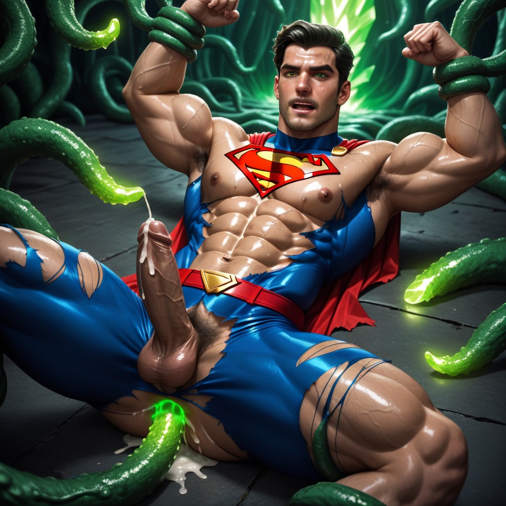 Legs Open, Kryptonite Cave, Muscular Body AI Gay Porn