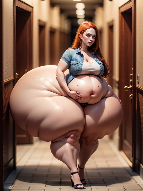 Massive Hyper Fat Belly, Massive Ssbbw, Force Feeding Pornografia de IA