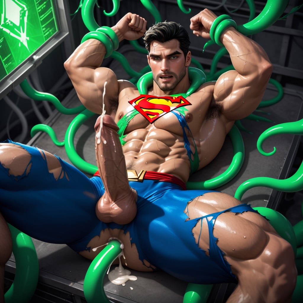 Looking At Viewer, Uncut Huge Penis, Kryptonite Cave With Glowing Green Crystals AI Gay Porn