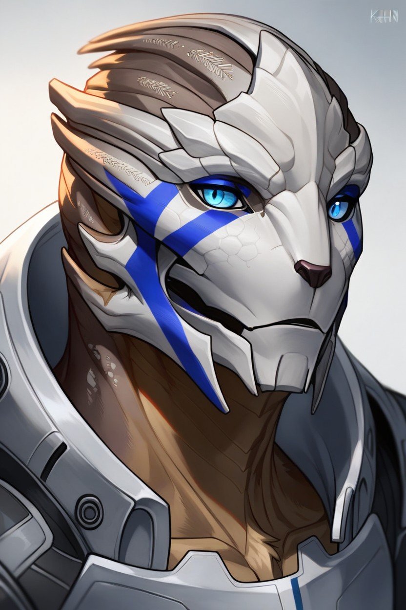 Heavy Armor, Blue Eyes With Vertical Pupils, Close Up On FaceAI黃片