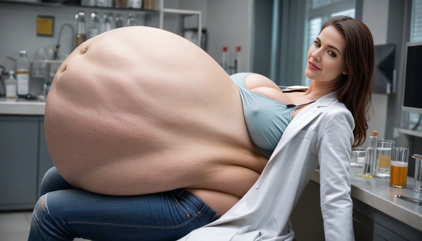 Gigantic Huge Vore Belly, Vore Bulges In Belly, Scientists Pornografia de IA