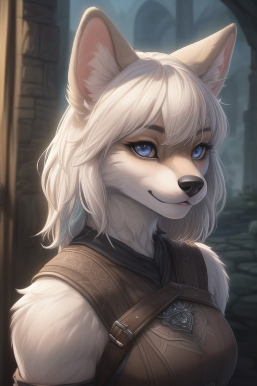 Dog Furry Woman In Full Set Of Witcher Armor퍼리 AI 포르노